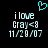 Pixelated cyan heart symbol above text reading 'ilove Gray<8 11/20/07' on black background.