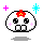 Two pixel-art skull icons with red flower on head, pink blush marks, and blue sparkles in a contact sheet layout.
