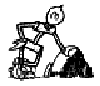 Animated cartoon figure with a round head and stick limbs, repeatedly digging into a black mound while its head changes color from white to blue to cyan to green.