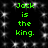 Green text 'Jack is the king.' repeated four times on a black background with white pixelated sparkles.