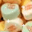 Animated sequence of light green and beige rounded shapes with brown centers, surrounded by white plus signs and dots on a warm-toned background.
