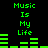 Green pixelated text "Music Is My Life" and audio equalizer bars on a black background, with two identical side-by-side layouts.