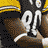 A football player in a black and yellow uniform with white stripes, wearing jersey number 88, appears across multiple of an animated sequence
