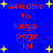 Blue background with red pixelated text reading "welcome to lucys page lol" and yellow star shapes scattered throughout.