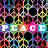 six peace symbol icons with varied color schemes and backgrounds, including rainbow gradients, black-and-white patterns, and abstract designs