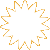 White starburst shape with jagged orange-brown outline on solid gray background, no text or additional elements.