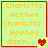 Pixelated text repeats 'Charlotte Heehee' on a light green background with red border, ending in 'damn....' with heart symbols changing across frames.