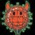 Pixelated cartoon monster with orange face, two horns, and green spiky hair against dark background; adjacent green displays 'Original Icons .com' in bright green text