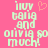 Pixelated text on pink background with light green letters and a small orange heart symbol.