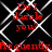 Red text on black background with white pattern displays repeated phrases 'Do I dazzle you?' and 'Be quently.' in pixelated font