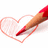 A pencil draws a heart outline on white background with red text reading 'people wonder what i see in you' and 'i wonder how they don't see everything'.