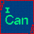 Six pixelated blue with colorful text and borders display phrases like "I Can" and "Moo like a Cat and Meow like a..." in various fonts