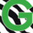 Green circular icon with white and black abstract shapes forming a stylized 'G' or arrow-like design, surrounded by partial black elements on the edges.