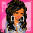 Pixel art contact sheet of a female character in various poses with pink background and text phrases "I'm so" and "in love!"