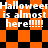 Halloween-themed buddy icon with repeating text and alternating orange-black checkered backgrounds.