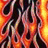 Animated flames with orange, yellow, and black color scheme in a stylized pattern.