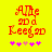 Pixelated red text on yellow background with pink and purple stars below, showing animation change in star positions.