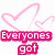 Pink and white pixelated icon with hearts, text, and cartoon characters, featuring 'Everyones got that fits.' and 'PERFECT' in bold pink letters.