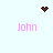 Pixelated icon with four instances of pink text 'John' arranged around a central pattern of brown dots on a light blue background.