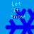 Blue background with four blue snowflake icons and cyan text reading "Let It Snow" above each, showing animation changes in snowflake shapes.