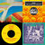 Four distinct pixelated images arranged in a 2x2 grid: top-left with blue and red gradients, top-right with orange and yellow tones, bottom-left with a yellow circular shape on black, bottom-right with purple and white patterns.