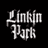 Black background with white and red text displaying band names and phrases in various fonts, including 'Linkin Park', 'Korn', 'Less Than Jake', 'Snoop Dogg', 'Ghostface', 'Funeral for a Friend', 'downset.', 'NO WARNING', 'autopilot off', and 'Projekt Revolution 2004' in red.
