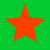 A static image shows a bright orange star on a green background with red text reading D-WEB to the right of the star.