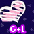 Two heart-shaped DNA helixes on dark blue background with white stars, plus text elements including 'G+L', '+B+N', '+G+A', and 'BiFfEIZ' on starry pattern.