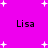Bright magenta background with scattered white pixelated stars and four instances of the name "Lisa" in black text.