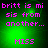 Green background with pink text reading 'britt is misis from another... MISS' in pixelated font, two identical frames showing slight variation in green glow intensity.