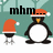 Pixelated image of a penguin wearing an orange Santa hat with white trim, standing next to a smaller version of the same figure against a teal background.