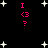 Black background with scattered white stars and pink text 'I <3 ?' in four positions, each appearing as a static arrangement.