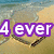 Beach scene with heart drawn in sand, text overlays changing across four showing '4 ever', '4 ever me...', and a completed heart