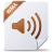Brown speaker icon with sound waves on a white document with folded corner, pixelated style