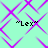 "Lex" text appears in four positions over a repeating purple diamond on light cyan background