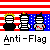 Pixelated figures with striped faces and yellow hair stand against a red-and-white striped background with blue polka dots, below text reading "Anti-Flag" and "Die for your Govt.".
