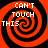 Four identical red and black spiral patterns arranged in a with white text reading "CAN'T TOUCH THIS" overlaid on each spiral