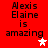 Red background with black text reading "Alexis Elaine is amazing" and a white star that changes to pink in the bottom-right corner of the text block.
