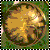 Animated circular icon with golden-brown textured surface and green border, displaying sequential text overlays.