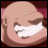 A 48x48 pixel buddy icon split into two sections: a close-up of an anime character's face on the left and stylized text on the black background right.