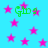 A static image with a bright cyan background filled with scattered pink stars and green text reading "Gim" in multiple locations.