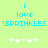 Light green background with cyan text reading 'i love !SPRINKLES' and five white star icons below, where the third star is light gray in one view.