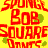 A 3x3 contact sheet of animated frames from a Spongebob Squarepants-themed AIM buddy icon featuring pixelated text and character sprites on a yellow background with green bubbles.