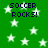 Green background with white stars and repeated dark blue text "SOCCER ROCKS!" in pixelated font.
