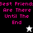 Pixelated text "Best Friends Are There Until The End" in bright pink on black, white, and gray backgrounds with a white star icon above and a black star icon below.