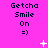 A bright pink background displays three of 'Getcha Smile On =)' text with animated white sparkles and dots appearing and disappearing