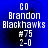 Blue background displays white pixelated text reading CO Brandon Blackhawks #75 2-0 in four identical