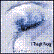 Pixelated static image of a stylized female face with blue and white tones, featuring dark hair or headpiece against a light background.