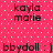 A static image with a pink background featuring white dots, displaying repeated text elements in black pixelated font.