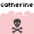 Pixelated text and skull-and-crossbones symbols on a pink background with subtle cloud shapes.